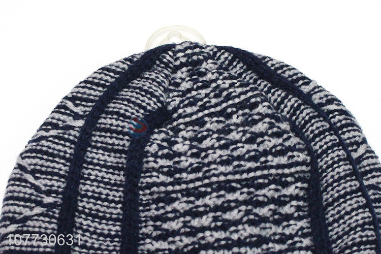 Hot selling men winter cap men fleece lining knittred beanie hat