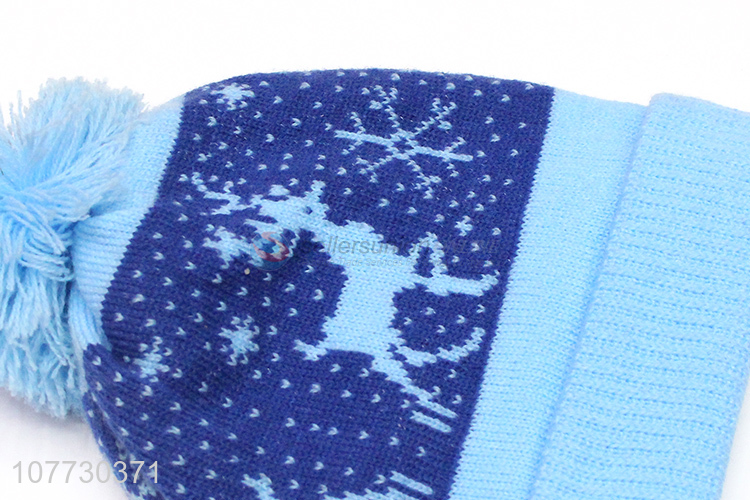 Recent products toddler boys girls outdoor jacquard pompom beanie