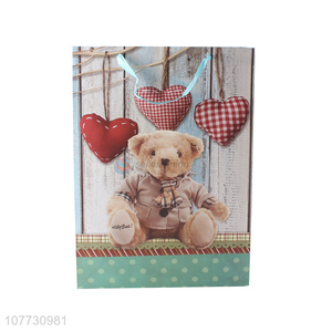 <em>Wholesale</em> cartoon birthday bear white card portable packaging <em>gift</em> bag