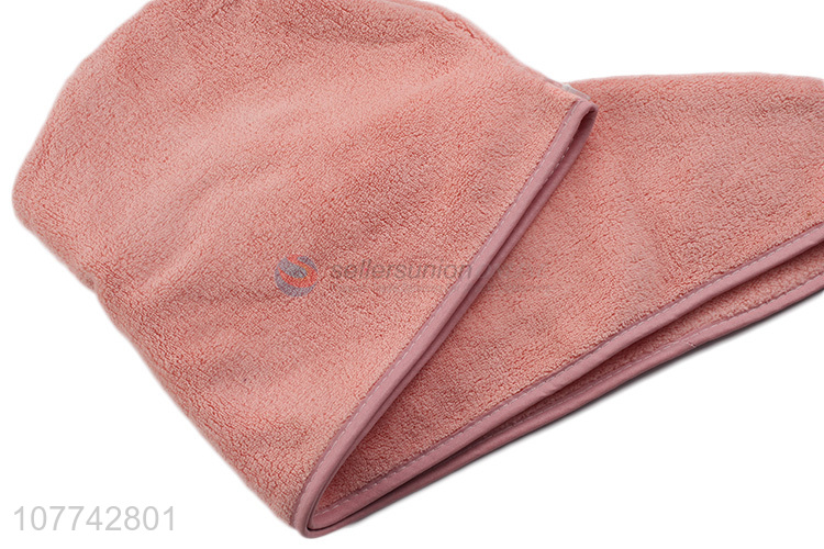 Hot sale pink soft hair drying towel cap with low price