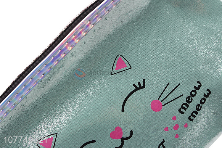 Wholesale mint green portable cosmetic handbag travel makeup bag