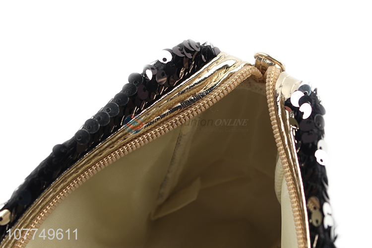 Good quality black sequined wash bag cosmetic bag
