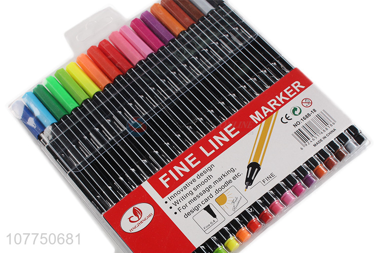 High quality 18 colors fine liner pen waterproof marker