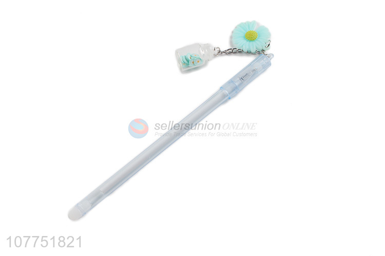 Most popular flower pendant plastic gel ink pen student stationery