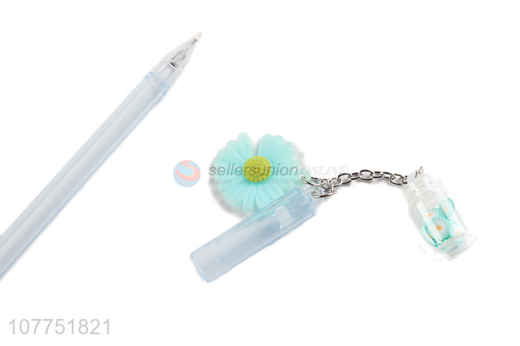 Most popular flower pendant plastic gel ink pen student stationery