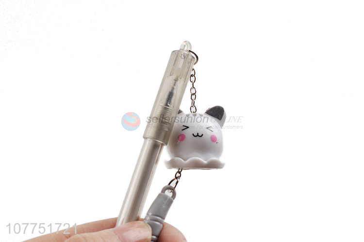 Good quality cat pendant plastic gel ink pen student stationery