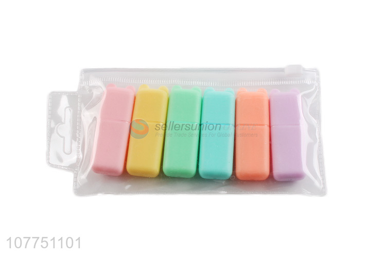 Factory price 6 colors highlighter pens fluorescent pen set