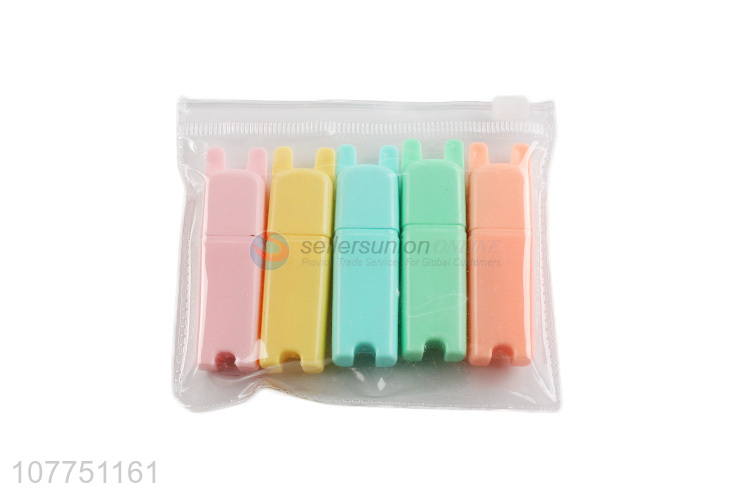 China factory 5 colors highlighters fluorescent marker pen set