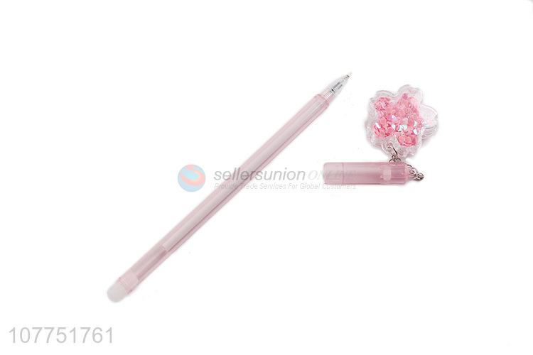 Low price flower pendant plastic gel ink pen student stationery