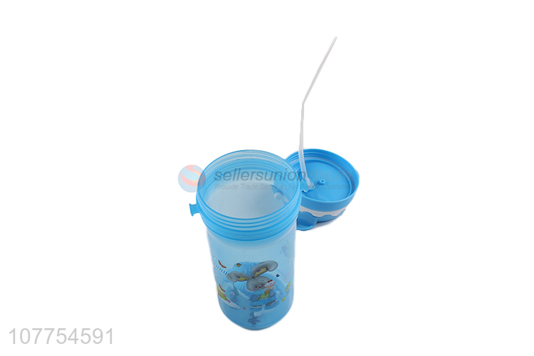 Best Sale Cartoon Printing Plastic Water Bottle Straw Cup