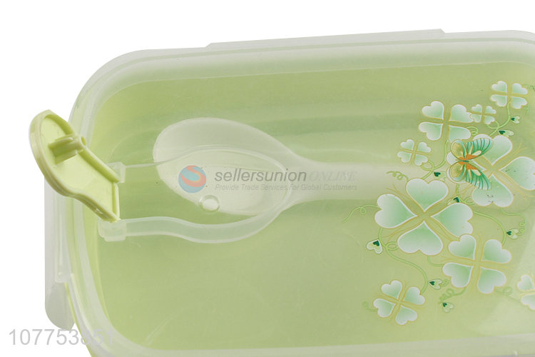 Good Quality Two Layers Lunch Box With Plastic Spoon Set