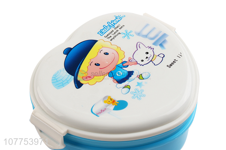 Latest Heart Shape 2 Layers Lunch Box With Fork Wholesale