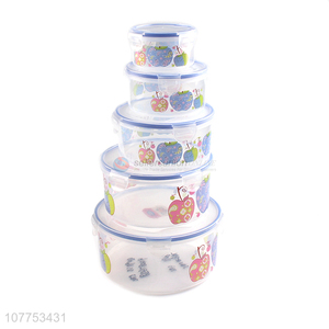 Popular 5 Pieces Round Transparent Crisper Preservation Box