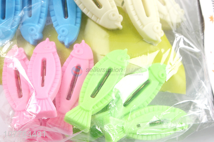 Creative fish shape plastic clothes clip 12 pieces clothespins