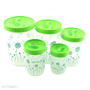 Wholesale 5 pieces plastic sealed container kitchen food storage bottle