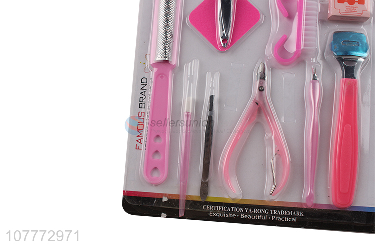 Hot selling 10 pieces manicure pedicure set foot scraper nail file set