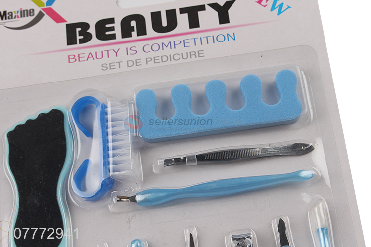 New arrival 11 pieces beauty manicure set nail file cutin pusher set