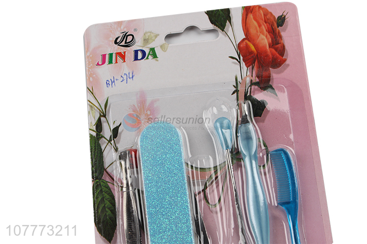 High quality 6 pieces beauty manicure set nail cutter eyebrow scissors set