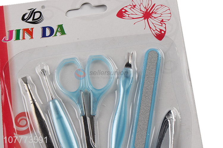 Factory price 7 pieces beauty manicure set nail clipper cuticle pusher set