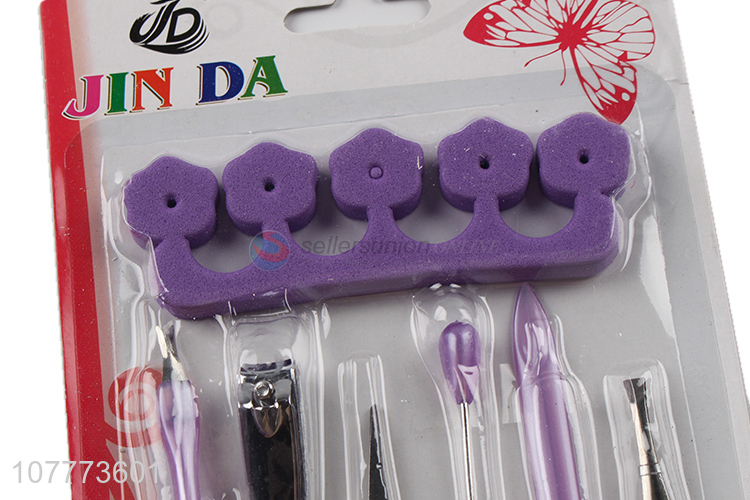 Hot selling 7 pieces beauty manicure pedicure set nail cutter ear pick set