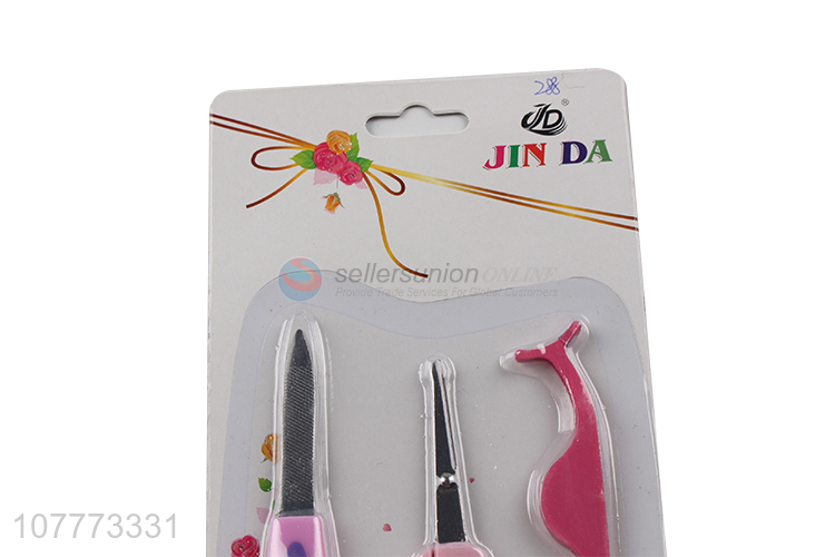 Wholesale 3 pieces beauty manicure set nail file nose scissors set