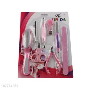 Promotional 8 pieces beauty manicure set nose scissors foot file set