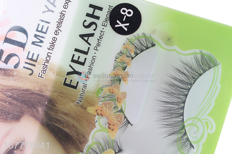 Hot selling comfortable natural long 5D fake eyelash silk eyelashes