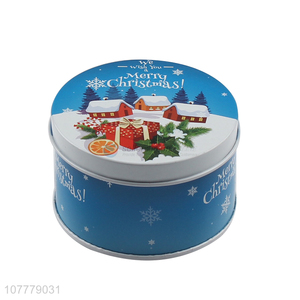 Custom Christmas Printing Round Tin Can Case Packing Box