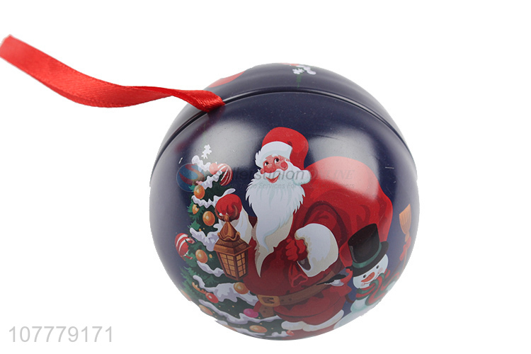 Fashion Printing Christmas Ball Round Tin Box Tin Ball