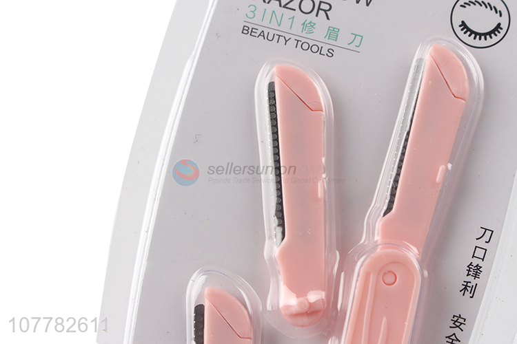 New style pink plastic foldable eyebrow razor 