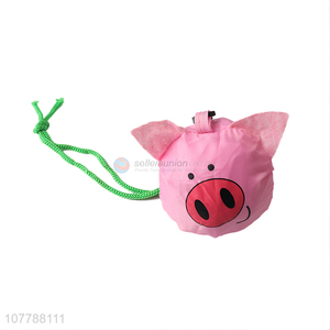 Cute design pink grocery handbag with pig pattern