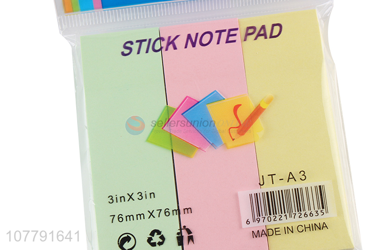 Low price fluorescent color blank tearable sticky notes bookmark