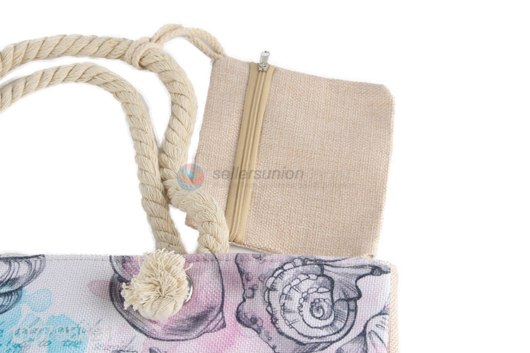 Top Quality Canvas Beach Bag Fashion Tote Bag With Coin Purse