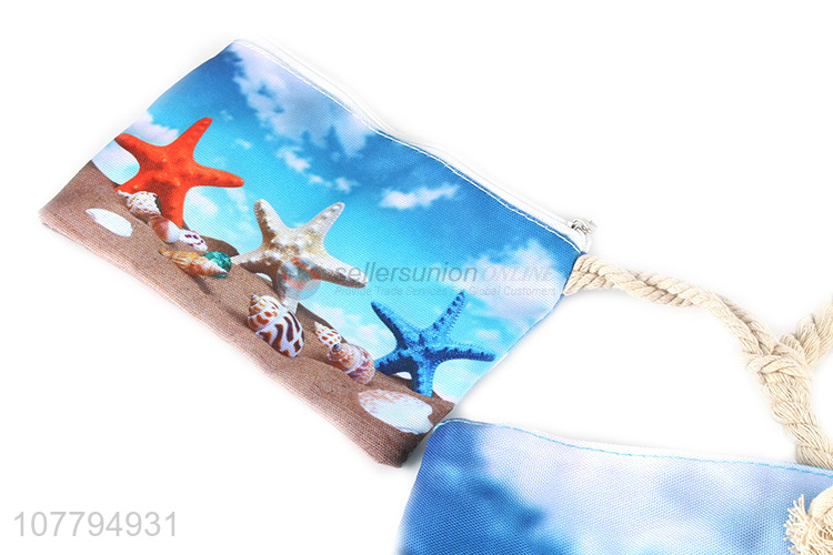 Low Price Color Printing Beach Bag With Coin Purse