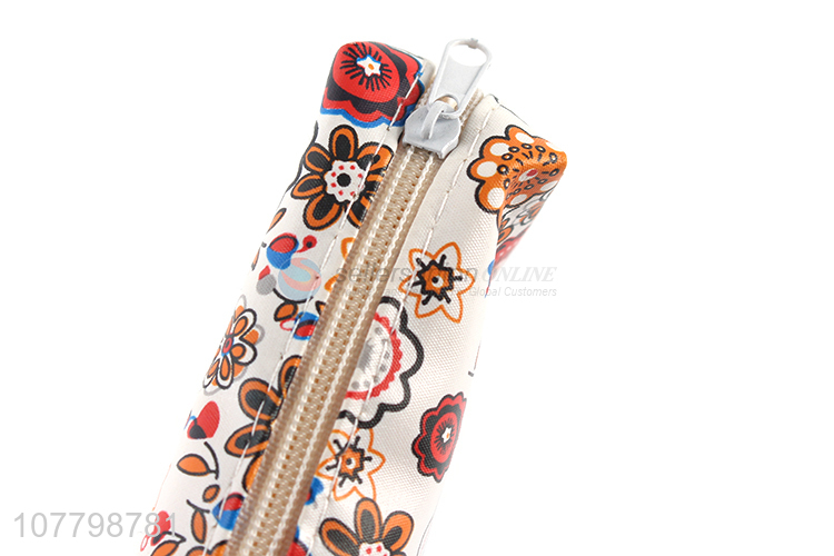 Hot Selling Flower Pattern Colorful Pencil Bag Leather Pencil Case