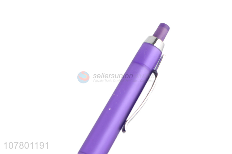 Simple design purple press ballpoint pen office stationery