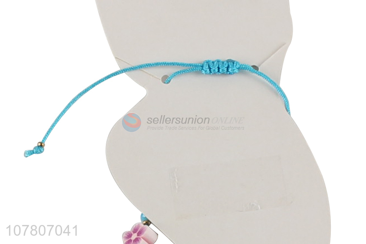 Good quality blue handmade shell braided anklet