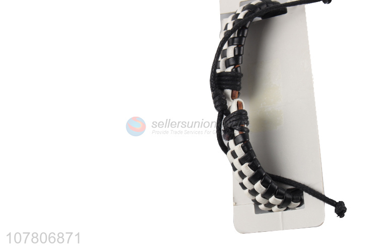 Simple black and white braided bracelet handmade bracelet