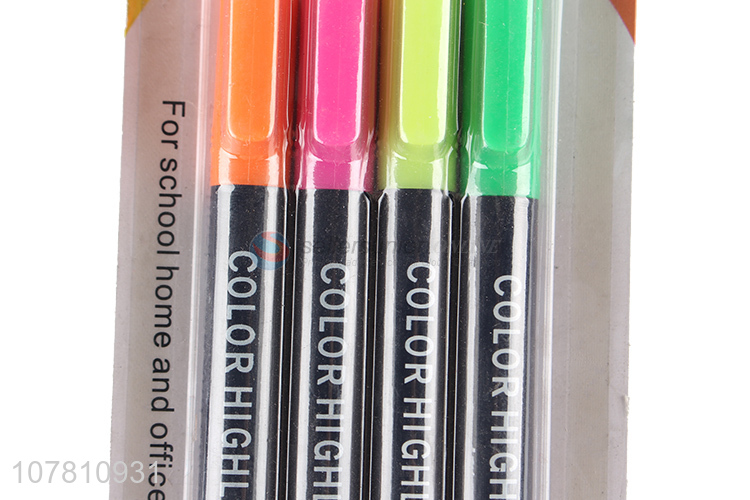 China manufacturer 4 pieces fluorescent pen marker pens for office