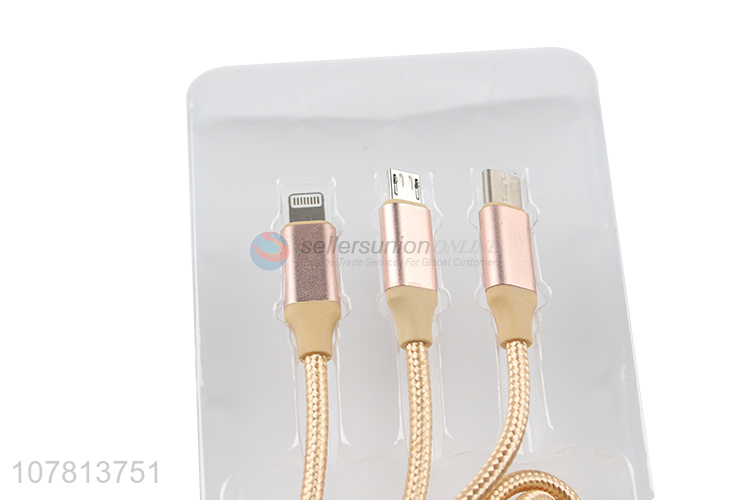 Hot sale red data cable Android Apple three-head data cable