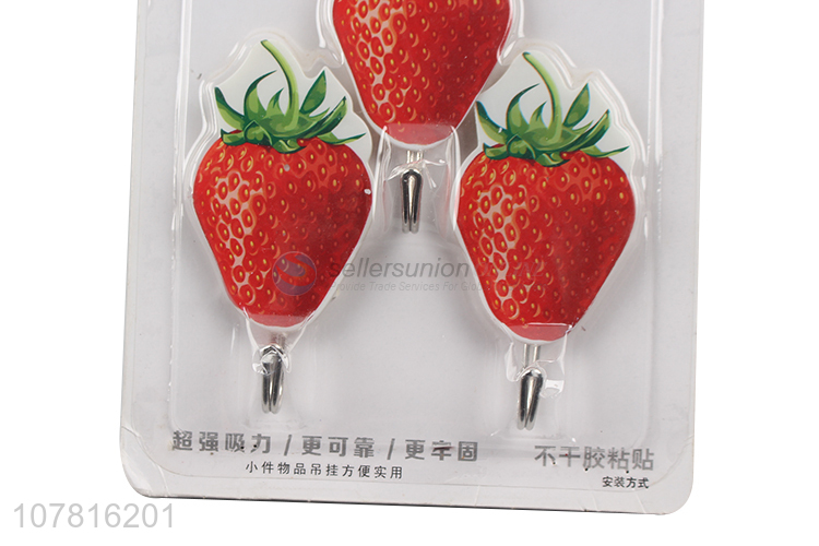 Fashion Strawberry Shape Sticky Hook Strong Adhesive Hook