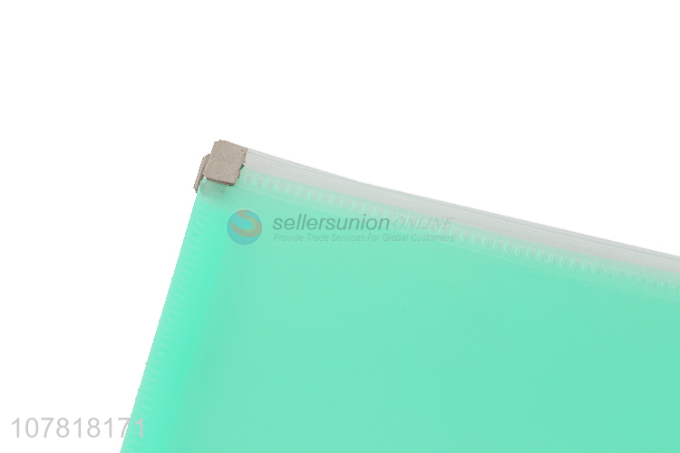 High quality green office folder with plastic zipper