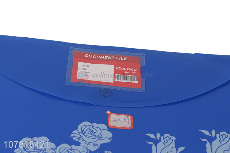 Unique design blue rose printing plastic file bag