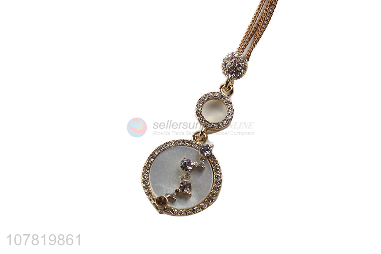 Hot sale multi layer crystal rhinestone shell circle pendant necklace