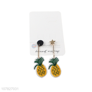 Creative Design Pineapple Pattern Applique Pendant Earring