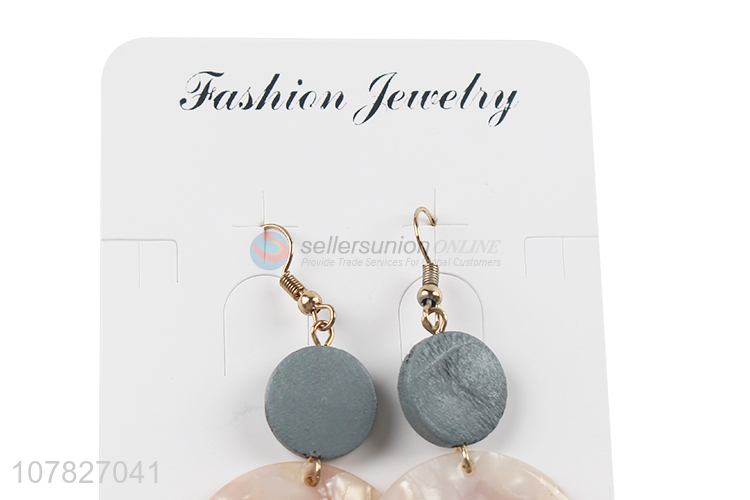 Good Quality Round Acrylic Pendant Hook Earrings For Women
