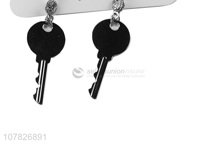 Personalized Key Shape Pendant Drop Earrings For Sale