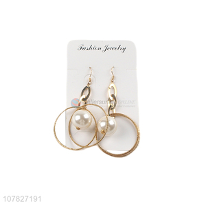Custom Metal Loop Pearl Hook Earring Ladies Dangle Earrings