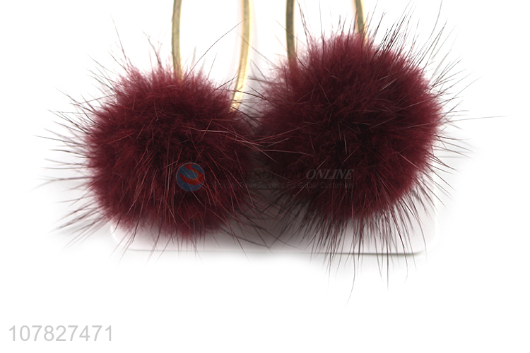 Hot Sale Modern Ladies Earring Fur Ball Dangle Earrings