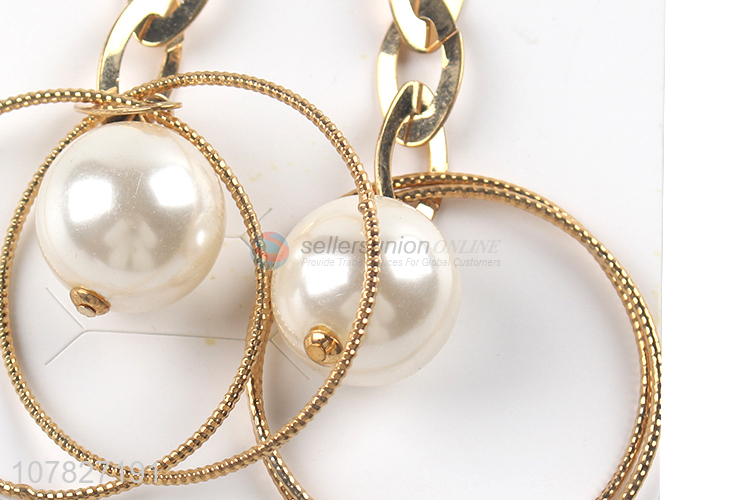 Custom Metal Loop Pearl Hook Earring Ladies Dangle Earrings